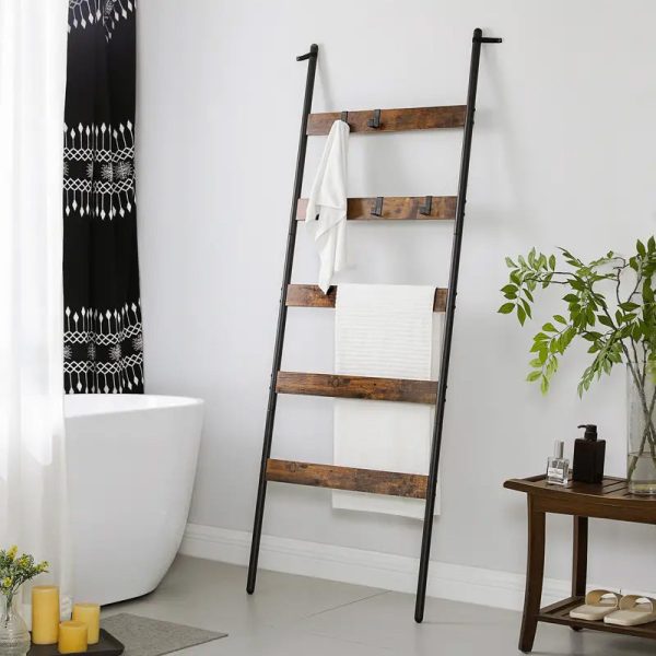 échelle porte serviette bois inox