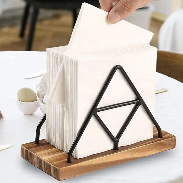 porte serviette de table noir en bois