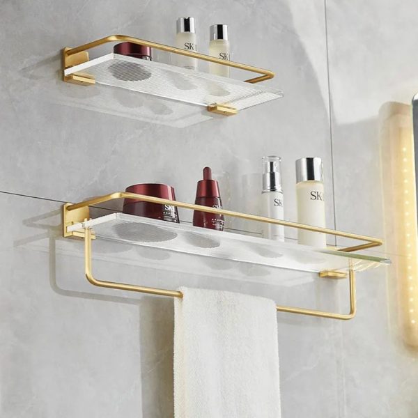 étagère murale design métal doré
